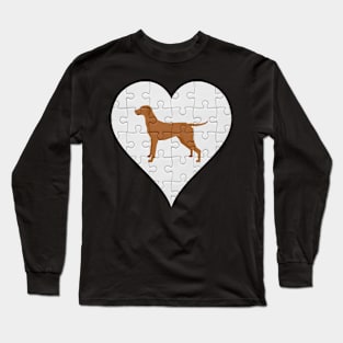 Vizsla Heart Jigsaw Pieces Design - Gift for Vizsla Lovers Long Sleeve T-Shirt